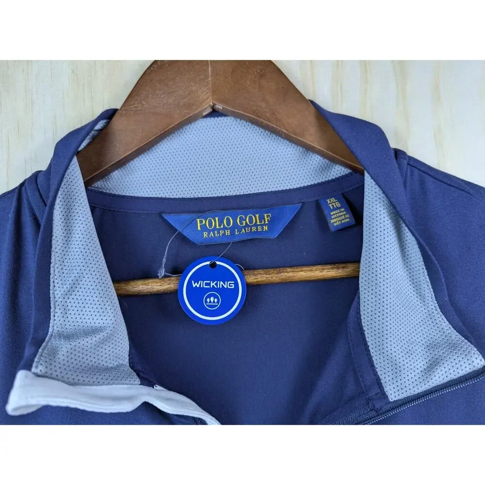 Polo Golf Men's XXL Scottsdale National 1/4 Zip Pullover Navy Grey Wicking